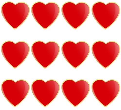 ABOOFAN Broches Cœur Rouge En Émail 12 Pièces En Alliage 0.67 X 0.59 Po Pins Pour Saint-Valentin Décoration De Vêtements Sac Cadeau Pour Femmes Et Filles