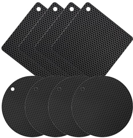 Bahan alamy 8er Set Topf Untersetzer, Silikon Topflappen Spülmaschinenfest Hitzebeständigerung rutschfest und Hitzebeständig bis 250°C