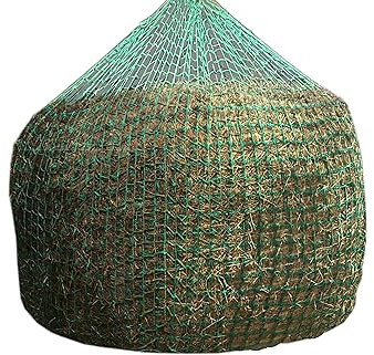 time4horses Rundballennetz Heunetz 125x160cm, hängend, Maschenweite 50x50mm, Seilstärke 5mm Futtersparnetz für Rundballen Ø1,25m zum Aufhängen