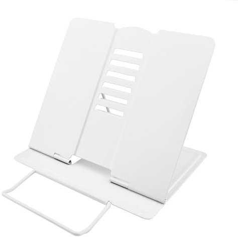 Leggio da Tavolo per Libri,Supporto per Libri Metallo Supporto Sostegno Libri 6 Livelli Regolabili per Libri Regolabile in Metallo per Casa Ufficio Scuola Manuale Cucina(Bianco)