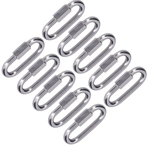 Maillons Rapides en Acier Inoxydable, 10 Pièces Connecteur à Vis en Acier Inoxydable Connecteur à Maillon Rapide Fermoir à Chaîne Mousqueton à Filetage, Moraillons Matériels (M4)