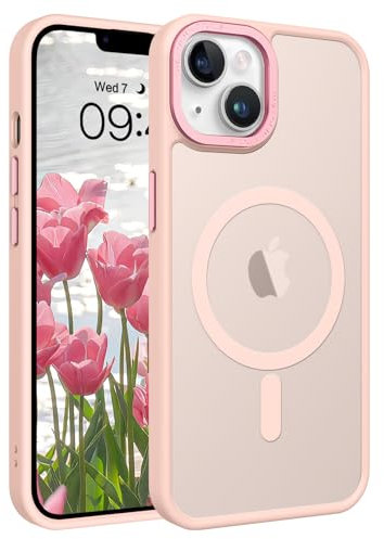 GUAGUA für iPhone 13/14 Hülle [Kompatibel mit MagSafe] Matt Magnetisch Hülle für iPhone 13/14 Handyhülle Stoßfest Rückseite Durchscheinende Dünn Slim Schutzhülle Case (6,1'') Rosa/Pink