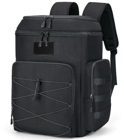 Kühlrucksack kühltasche Rucksack 30L Picknicktasche - zweistöckige wasserdicht auslaufsicher Kühltasche isoliert große Cooler Bag für Männer Wandern Reisen Camping Strand Picknick BBQ,schwarz