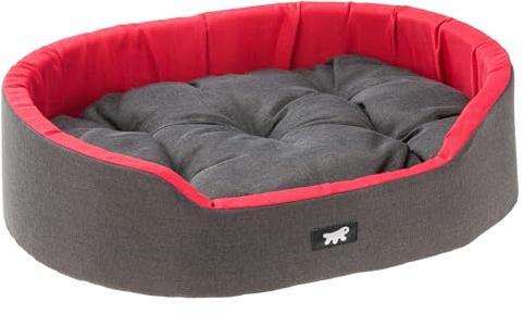 Ferplast Cama para Perros Dandy - Cojín Extraíble y Lavable, Funda de Algodón con Acolchado Suave, Ideal También como Caseta para Gatos, 45 x 35 x 13 cm, Rojo