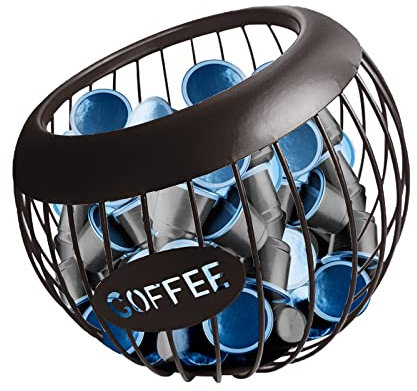 Zjyufy Coffee Pod Holder - Large Capacity Storage Basket, Metal Capsule Holder for Counter & Kitchen