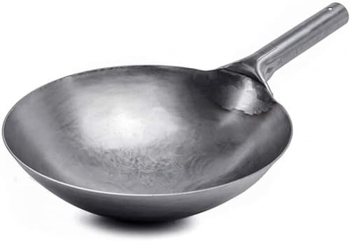 KRODEAIR Carbon Steel Wok,Wok Traditional Hand Hammered Wok，for Traditional Chinese Non-Stick cookware in Family Restaurants,32CM