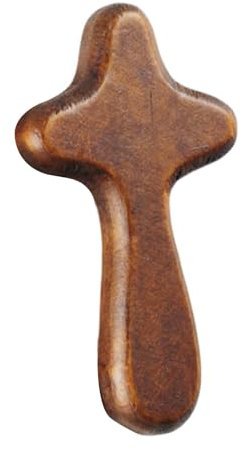 Madera Cruzada Cross Cross Holting Cross Cross de Mano pequeña para la Sala de Estar de meditación Boda, Marrón Oscuro