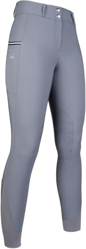 HKM Women's Comfort Flo Style Si. Knee Patch Riding Breeches, Grey, 24