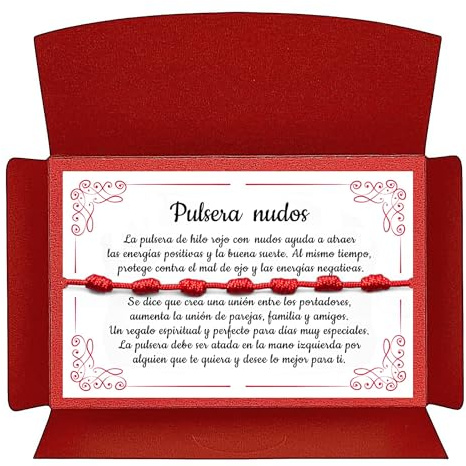 arana's® Braccialetto sette nodi rosso originale - Amuletto per la fortuna - Contro il malocchio - Filo rosso protezione energia negativa - Donna uomo bambini coppia amici, Desde 11 cm a 28 cm, Nylon
