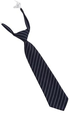Cravates noires pré-nouées à rayures pour femmes et filles pour chemise normale ou chemisier, cravate noire pré-nouée pour uniforme JK pour femme, col de chemise, Rayures bleu marine, taille unique