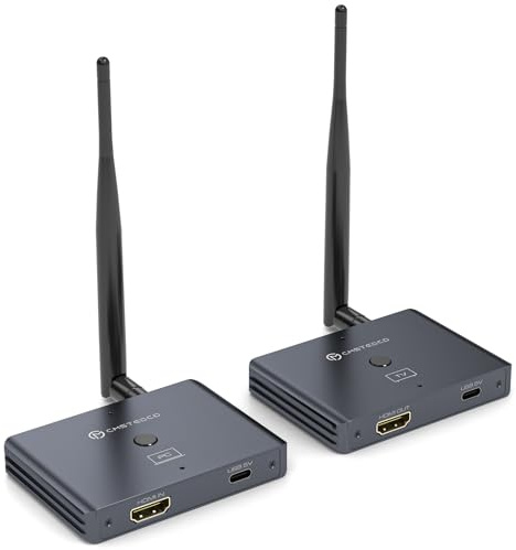 TJCXELE Wireless HDMI Transmitter And Receiver, HDMI Loop-Out, 100M/328FT,2.4G+5.8G, Support 4K Decode 1080P60Hz Output Streaming-Videos from Laptop, Kameras, Netflix, YouTube to TV, Projector,Monitor