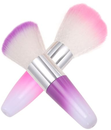 LIFKOME 2 piezas Cepillo de Polvo para Uñas Suave para Manicura Profesional y Limpieza Polvo Esmalte Pincel Fino para de Uñas Rosa y Morado