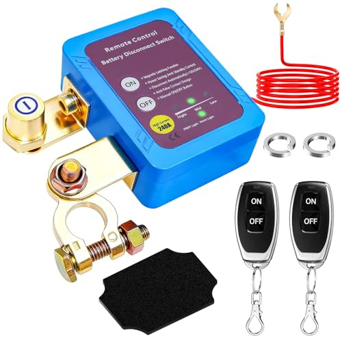 Trådlös fjärrstyrd bil brytare, 12V 240A fjärrbatterityp med fjärrkontroll, batteri kill switch anti-stöld, automatisk avstängningsbrytare för båt lastbil RV ATV