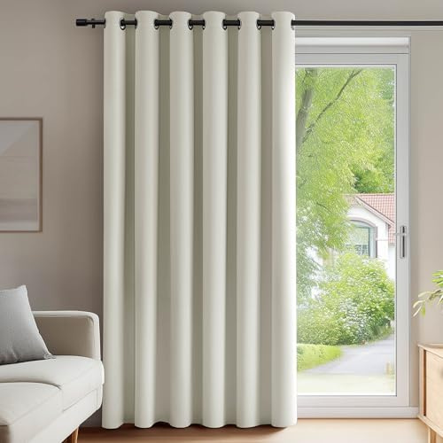 Deconovo Door Curtain Thermal Wide Width Eyelet Room Darkening Curtain for Livingrom Partition 80 x 84 Inch Light Beige 1 Panel
