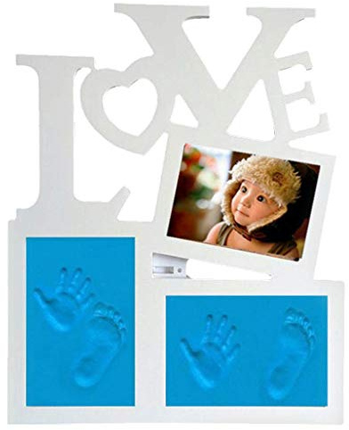 Tubayia baby fotavtryck handtryck gipsavtryck fotoram set baby shower present (blå ton)