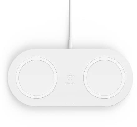 Belkin Dual Wireless Charger (Dual Wireless Charging Pad 10W for iPhone 11, 11 Pro, 11 Pro Max, Galaxy S20+, S20 Ultra, Pixel 4, 4XL, AirPods and more), White