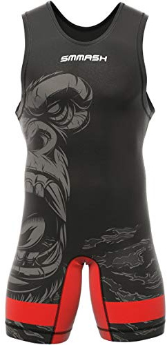 SMMASH Gorilla Professionell Brottning Singlet Pojke, Bodysuit med Resår vid Benöppningen, Wrestling Singlet, ​Andas och Lätt, Antibakteriellt Material, Tillverkad i EU (M)