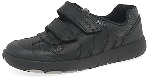 Clarks Rex Stride Kids, Black Leather, 6.5 UK