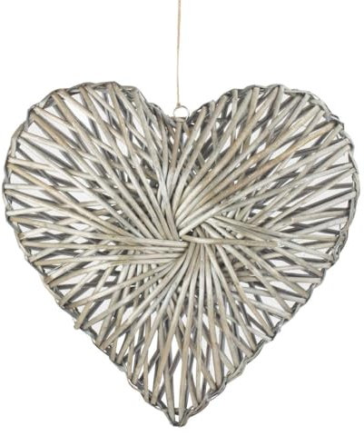 Red Hamper H184 Wicker Large Heart Wreath Grey Wash Finish