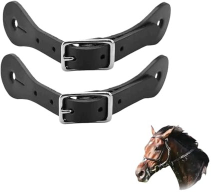 Mokernali Sporenriemen, Sporenriemen aus Leder, 20,5 X 3,5 X 1,6 cm, Handgefertigter Sporenriemen aus Echtem Leder, Reitzubehör Für Ihr Pferd(Schwarz)