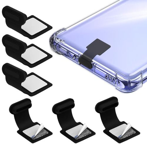 Cobee Type C Port Dust Plugs, USB C Dust Cover Caps Phone Type-C Anti Dust Charging Port Plug Silicone Dust Protectors with Removable Adhesive Compatible with Laptop Smartphones(6pcs, Black)