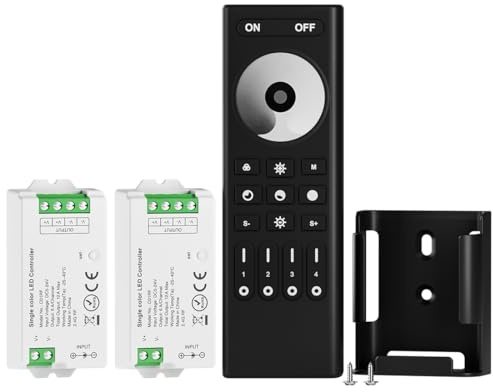 BTF-LIGHTING 5050SMD FCOB COB DIM RF Remote Control RC01RFB &2PCS C01RF Controller Kit 4-Zone RF 2.4GHz Wireless Remote Group Control per 2pin Single Colour (+V -V) Strisce LED DC5V DC12V DC24V