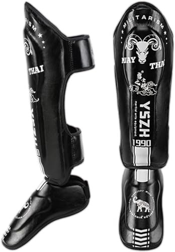 Schienbeinschoner für Kickboxen, Muay Thai, Schienbeinschoner für Kickboxen, Muay Thai, MMA und Trainingspolster, Mikrofaser-Hautschutz, Bein- und Fußschutz für Kampfsportarten, Sparring, BO