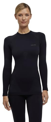 FALKE Femme Warm Round Neck W L/S SH Fil Fonctionnel Séchage Rapide Couche De Base Supérieure, Noir Black 3000, M EU