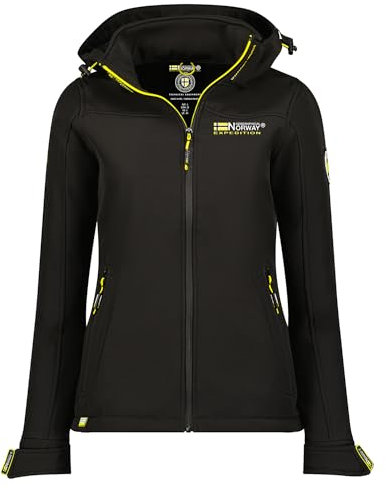 Geographical Norway takei lady Chaqueta Softshell impermeable con capucha para exteriores para mujer, Chaqueta resistente al viento, Senderismo Esquí Otoño Invierno Primavera (Negro M)