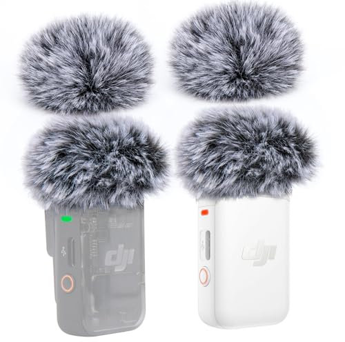 SUNMON Windmuff for DJI Mic 2 - Microphone Furry Cover Outdoor Pop Filter Noise Reduction, Lavalier Mic Covers Furry Windscreen for DJI Mic 2/ Osmo Pocket 3, Wind Muff Cover Reduce Plosive Sounds(4PC)