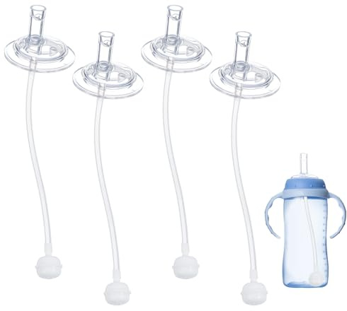 4PCS Replacement Straws Compatible with NUK Learner Cup 10oz, Silicone Gravity Ball Straw Replacment, Change out Sippy Cup to Straw Cup, Weighted Straws No Leakage Drinking Tools