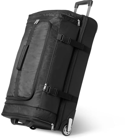 Amazon Essentials Sac de voyage à roulettes extensible pour les courts séjours, les escapades d’un week-end, 76.2 cm, Noir