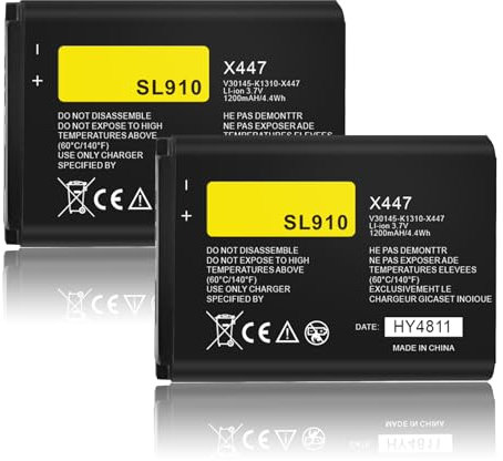 FLSTOR Akku für Siemens Gigaset SL910, SL910A, SL910H Telefon, 1200mAh 3.7V Li-Ion Ersatzakku kompatibel mit V30145-K1310K-X447, V30145-K1310-X447, V30145-K1310K-X447-0-HY, 2 Stück
