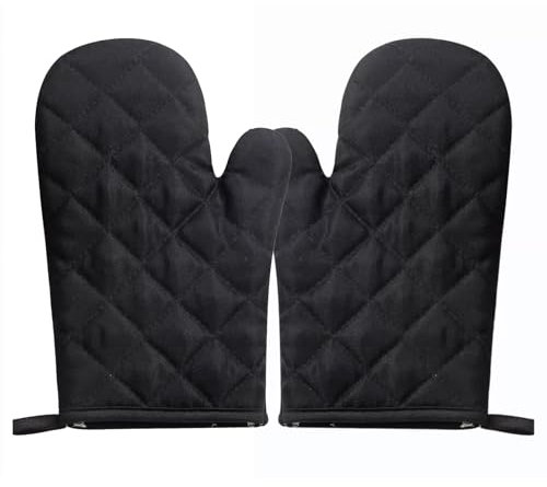 Guanti da Forno Resistenti, 1 Paio Guanti da Forno a Microonde, 16.5 x 27cm Guanti Resistenti al Calore per Antiscivolo Cucina Barbecue Pasticceria (Nero)