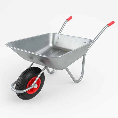 Brouette de Jardin 65L - Cadre en Acier galvanisé, Roue pneumatique 4.00-6 Chambre à air, Charge 80 kg - Idéal pour Jardin, écurie, Chantier Naval