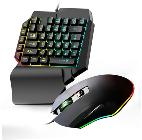 Tofficu Clavier de Jeu Rétroéclairé et Souris Ensemble Ergonomique Monomains pour Ordinateur pour Gamers à et Salle de Dormir