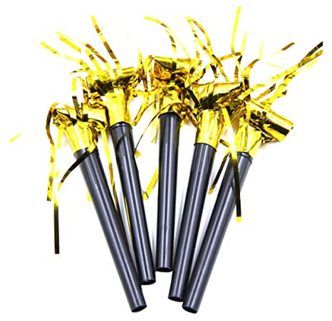 FRCOLOR 20 piezas Silbatos con Borlas Doradas para Juguetes Ruidosos de Fiesta Accesorios Infantiles para Cumpleaños y Animación