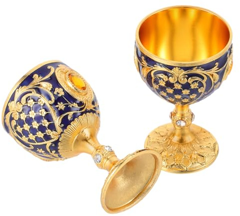 Hemobllo 2pièces Gobelets Or Métal Gobelets Halloween Calices Décoratifs Coupes pour Cérémonies Verres Vintage Bols pour Boissons Calices Eau Bénite