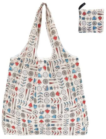 MALSSE Drogheria riutilizzabile resistente all'acqua e leggera pieghevole della borsa della spesa della stampa del fumetto per il viaggio e la drogheria quotidiana di commissioni, Pianta Beige, One