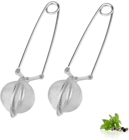 Yeenano Boules à Thé en Acier Inoxydable,2 Pièces Infuseur à Thé avec Poignée,Boule à Thés,Pince à Tamis à Mailles Fines,Filtre à Thés pour Thés en Vrac,Épices et Assaisonnement