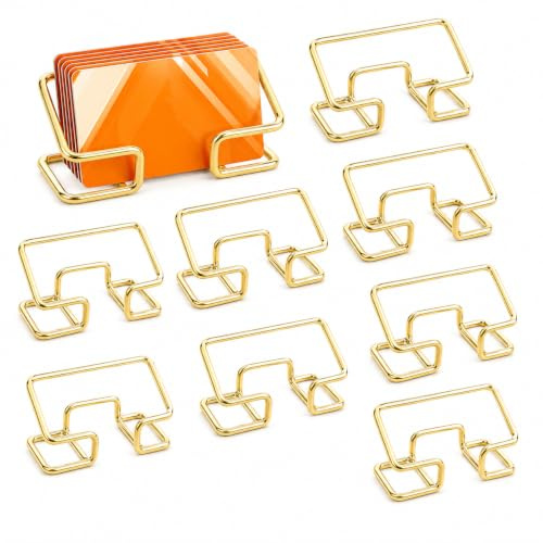 MUXHEL 10PCS Business Card Holders Gold Business Card Stand Display Metal Business Card Holder for Desk Office Desktop Supplies Conference Room