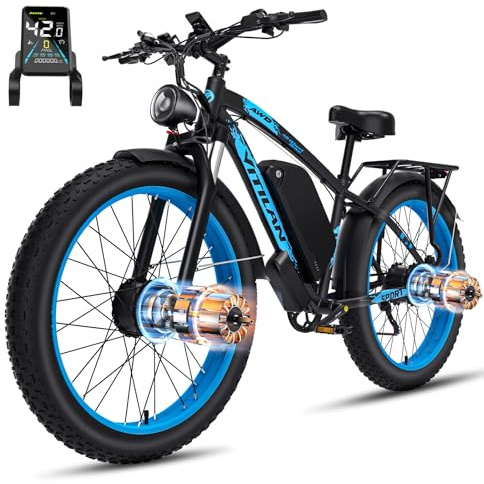Zylvro H5 Vélo Électrique pour Adultes, Vélo Électrique à Double Moteur, Batterie 52V 25Ah, Ebike à Pneus Gras 24 x 4, 7 Vitesses, AWD pour Tout-Terrain, Route, Pendulaires
