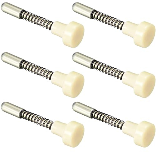 Pestillo de Cuna Resorte, 6 Piezas, Acero Inoxidable | Flexible, para Jaula de Gallinas y Cama Infantil, Herraje de Fijación, Plástico Incluido