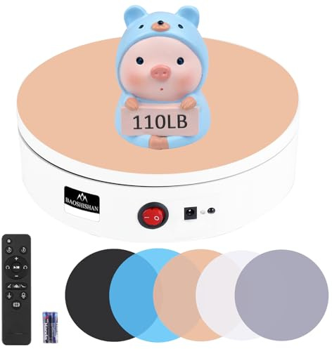 BAOSHISHAN Electric Rotating Display Stand Rotating Turntable Display 50KG Turntable Photography Motorized Turntable 22CM White