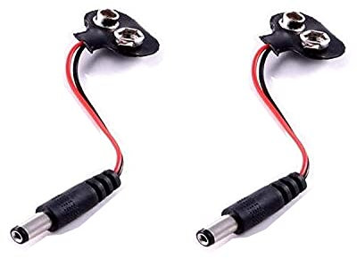 HeyNana 2 Pack 9V Batterieknopf Stecker Kabel 2.1x5.5mm Stecker DC Netzstecker Batteriehalter Clip