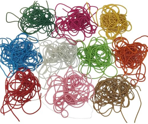 Aumni Crafts Zardosi Flexible 1mm French Bullion Gimp Wires (10 Colors x 0.35 OZ Each, Total 3.5 OZ / 100 Grams) Spring Khora Copper Metallic Thread for Aari Embroidery and Jewelry Making