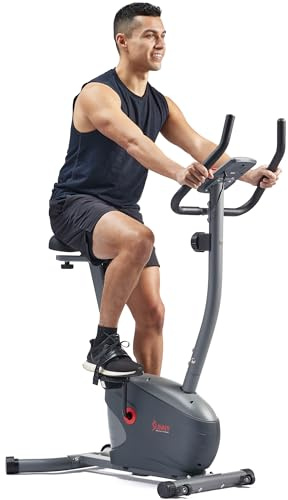 Sunny Health & Fitness Upright Exercise Bike for Home Use, Compact Stationary Bikes with Quiet 8-Level Magnetic Resistance, Smart Bluethooth & Free SunnyFit App Connection, Indoor Cycling Machine