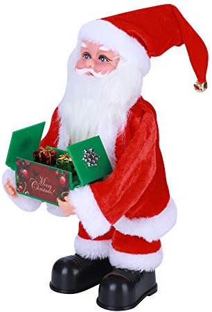 Figura di Babbo Natale musicale elettrico che canta e balla in piedi ornamento novità decorazione natalizia per la casa camino tavolo festa di Natale