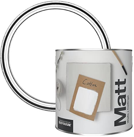 Rust-Oleum Colours Matt Emulsion Wall and Ceiling Paint - Cotton (White) 2.5L