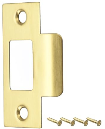 sourcing map Placa de Golpe para Puerta, 70mm x 40.3mm, Acero Inoxidable 304, Placa de Golpe de Cerrojo para Marco de Puerta, Jamba de Puerta, Dorado